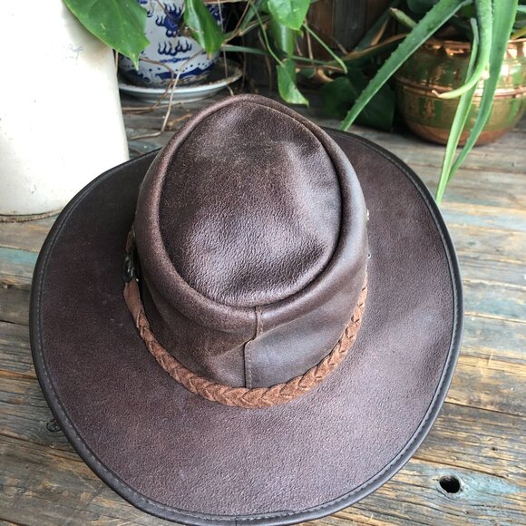 Grizzly Hatters Oiled Leather Australian Bush Hat , Outback Hat Size XXL - Picture 5 of 10